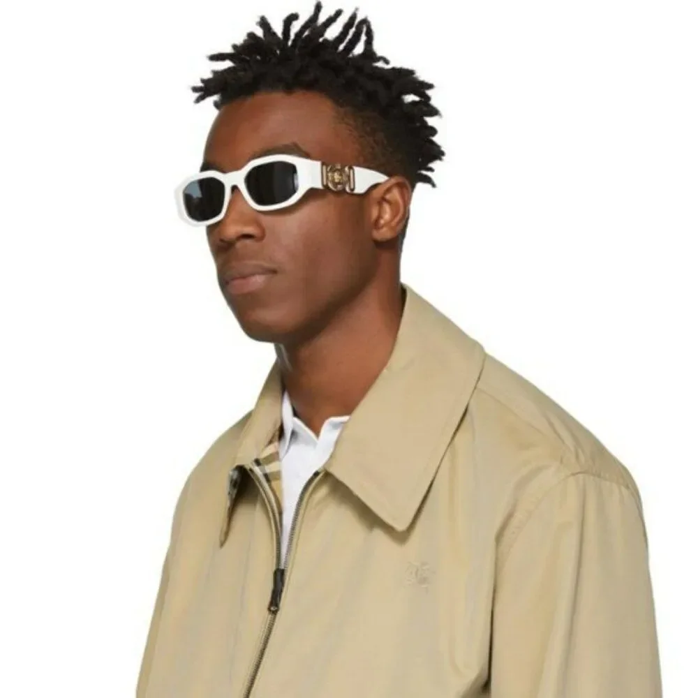 NEW Versace VE4361 401/87 Medusa Biggie White Grey Rectangle Unisex Sunglasses